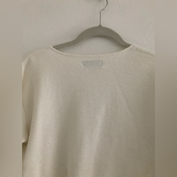 Madewell Texture & Thread White 3/4 Sleeve Long Sleeve Top Hip Length Tie Front - Picture 6 of 7